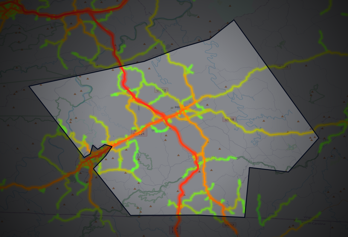 Traffic map of Carroll, Virginia