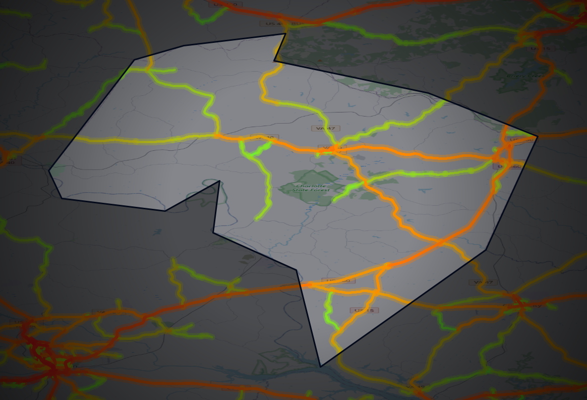 Traffic map of Charlotte, Virginia