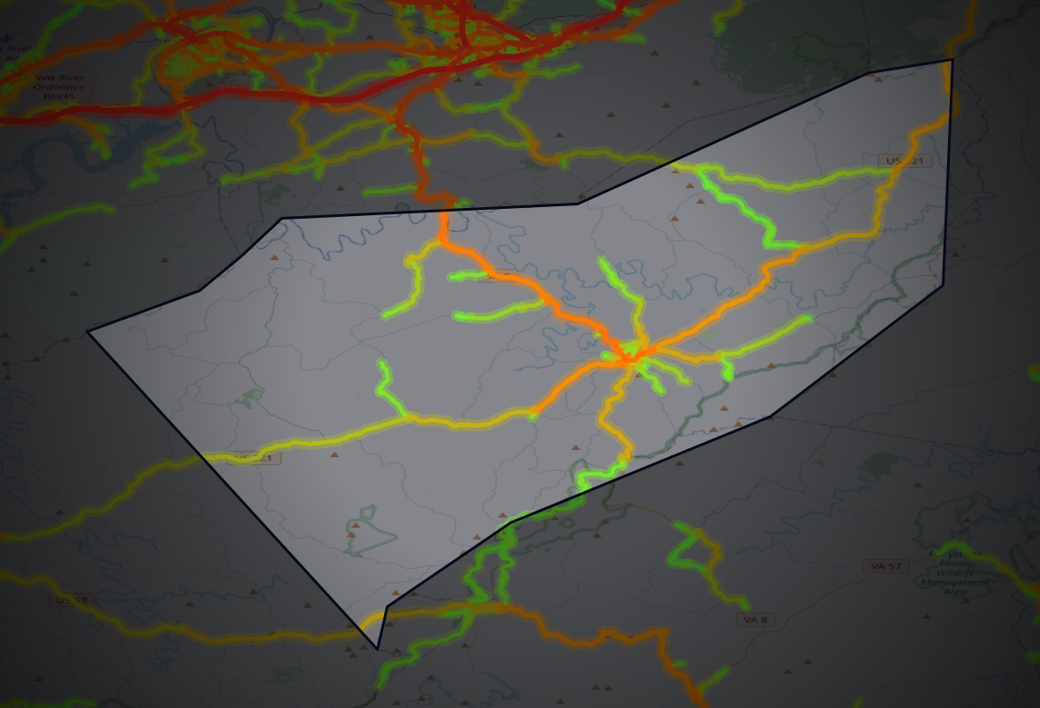 Traffic map of Floyd, Virginia