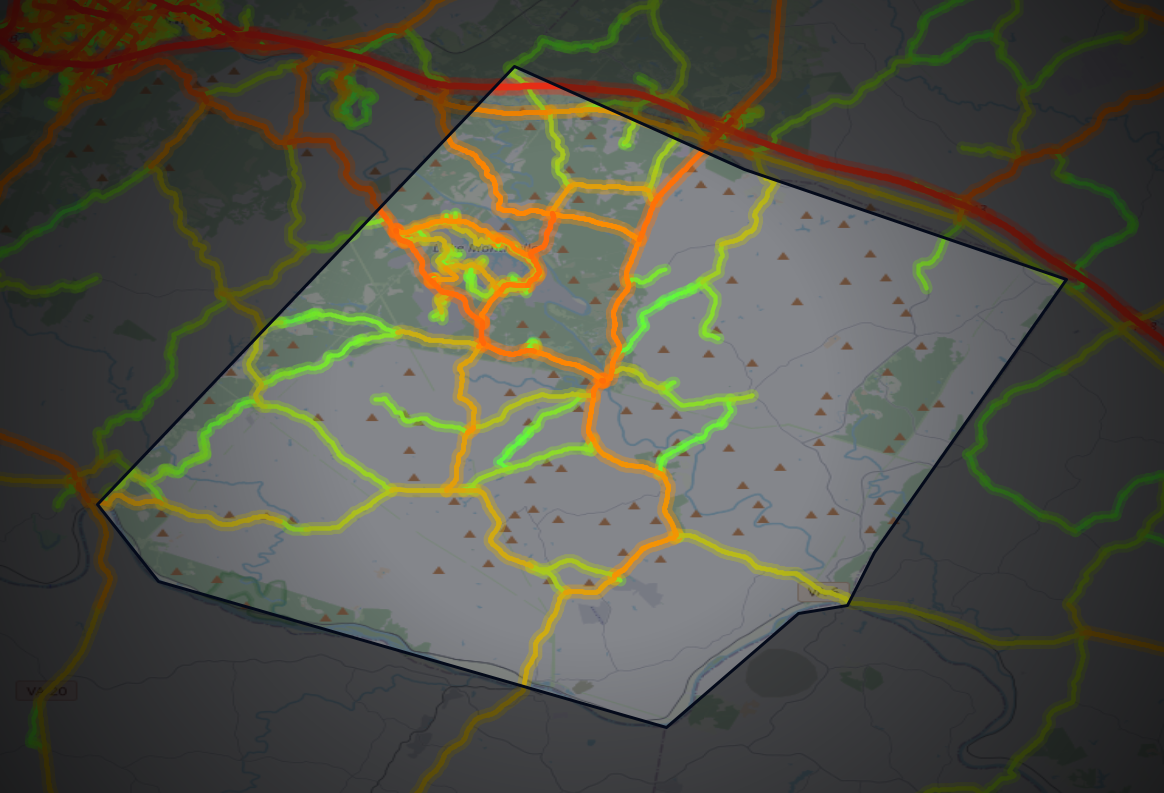 Traffic map of Fluvanna, Virginia