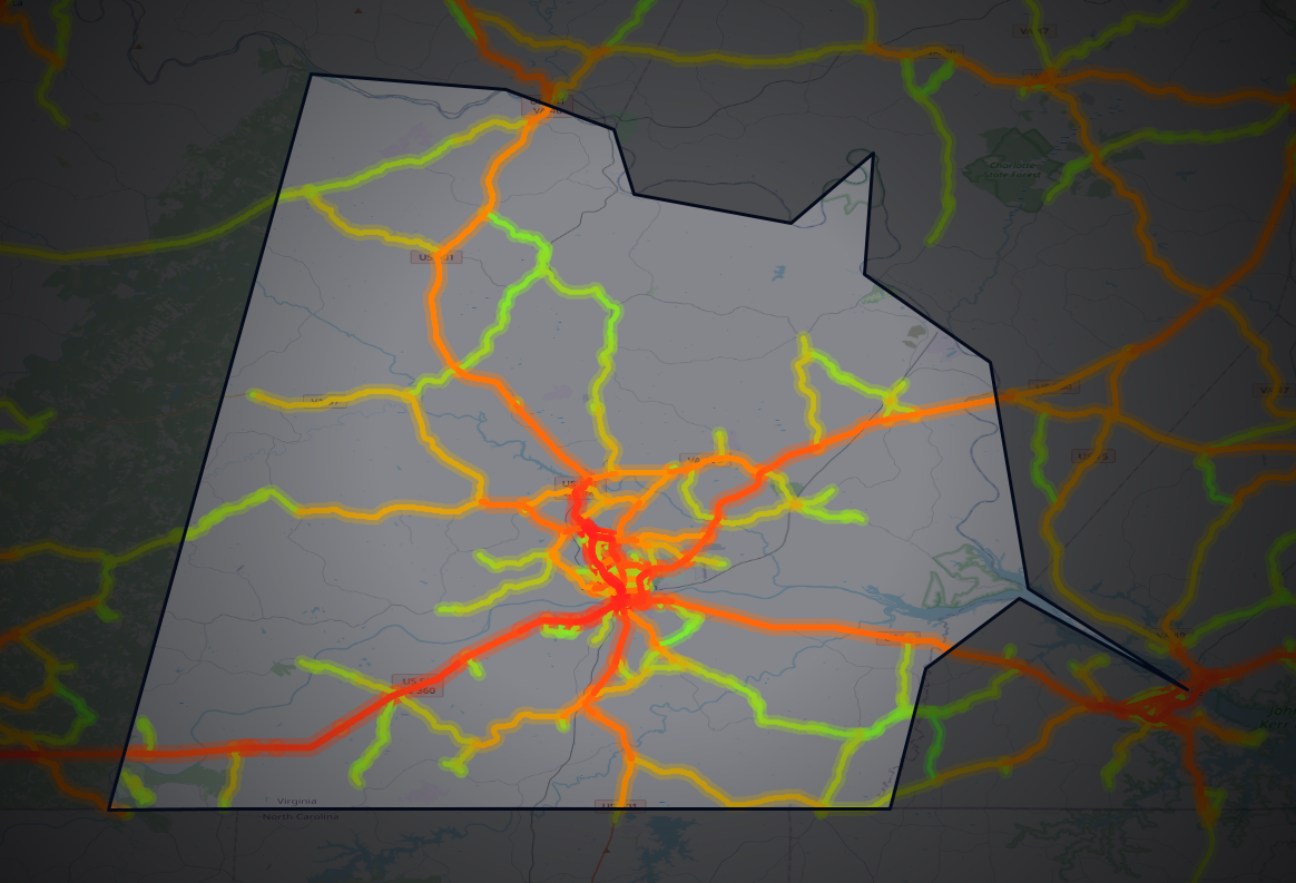Traffic map of Halifax, Virginia