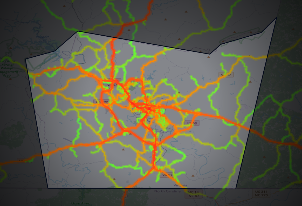 Traffic map of Henry, Virginia