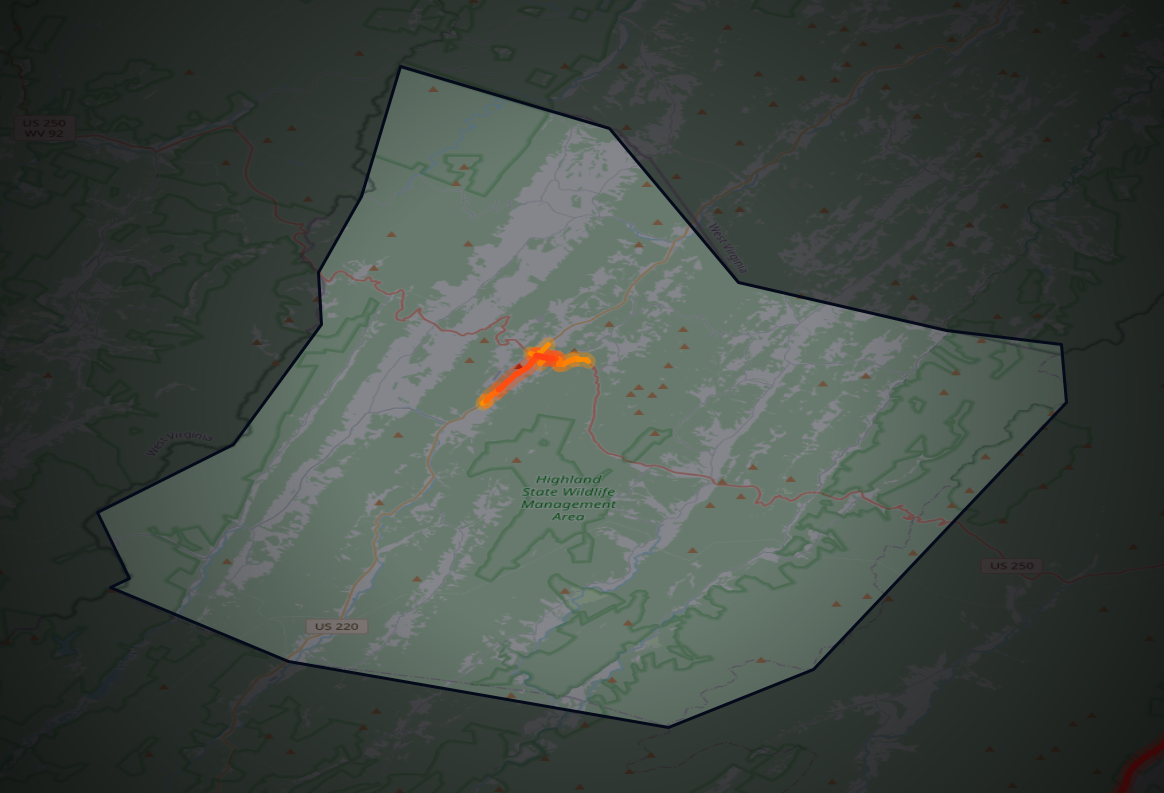 Traffic map of Highland, Virginia