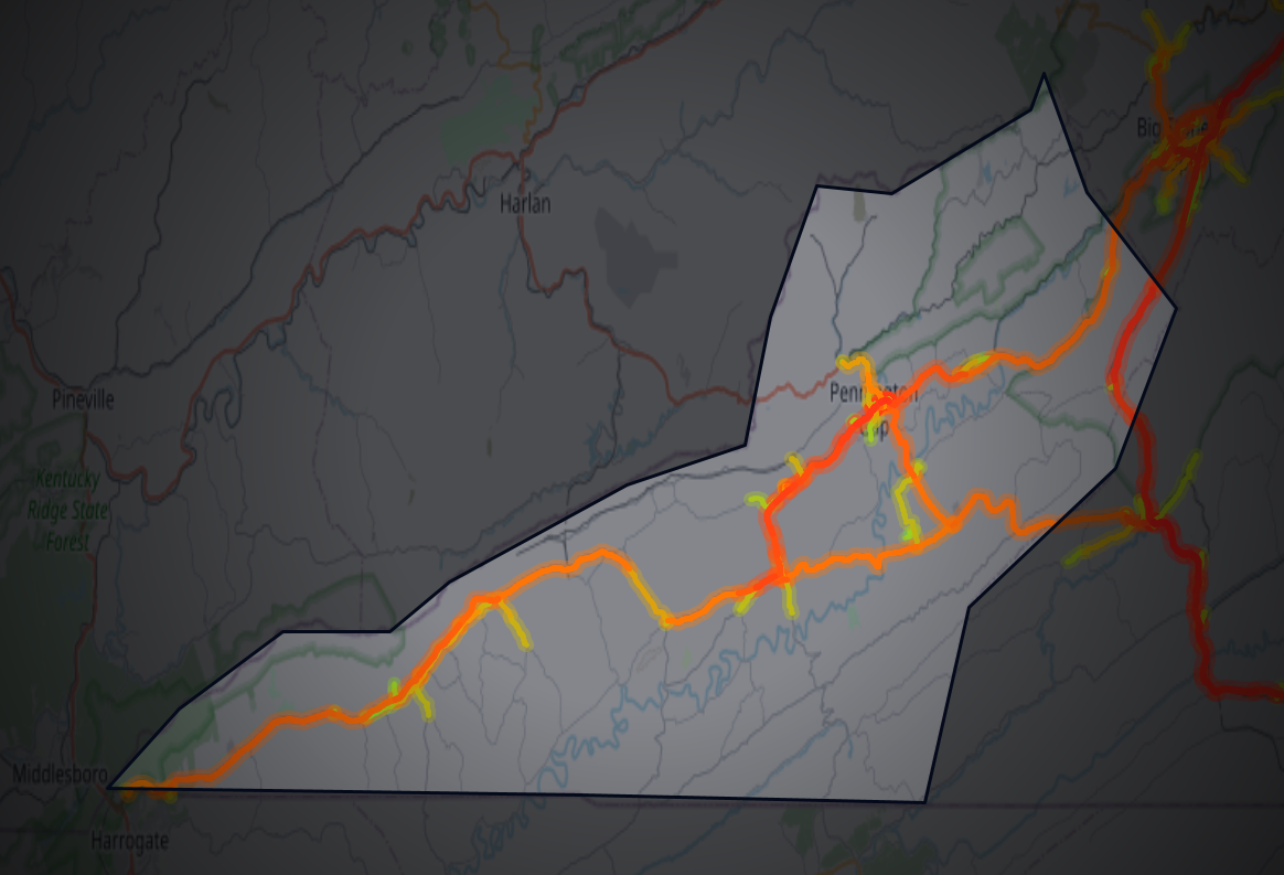 Traffic map of Lee, Virginia