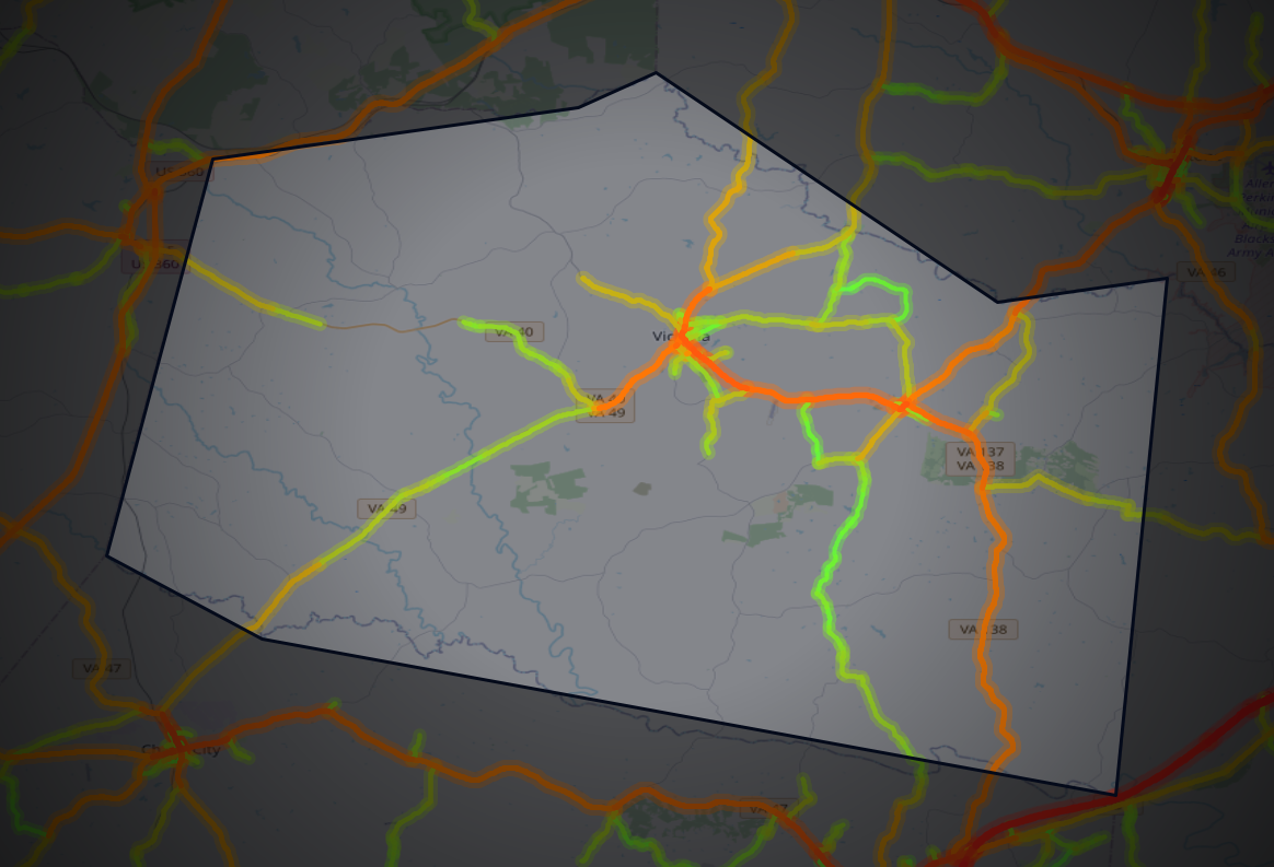 Traffic map of Lunenburg, Virginia
