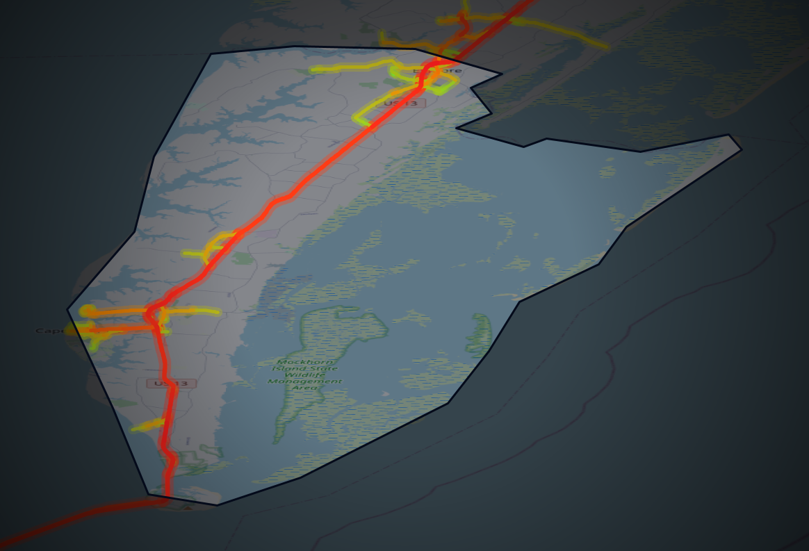 Traffic map of Northampton, Virginia