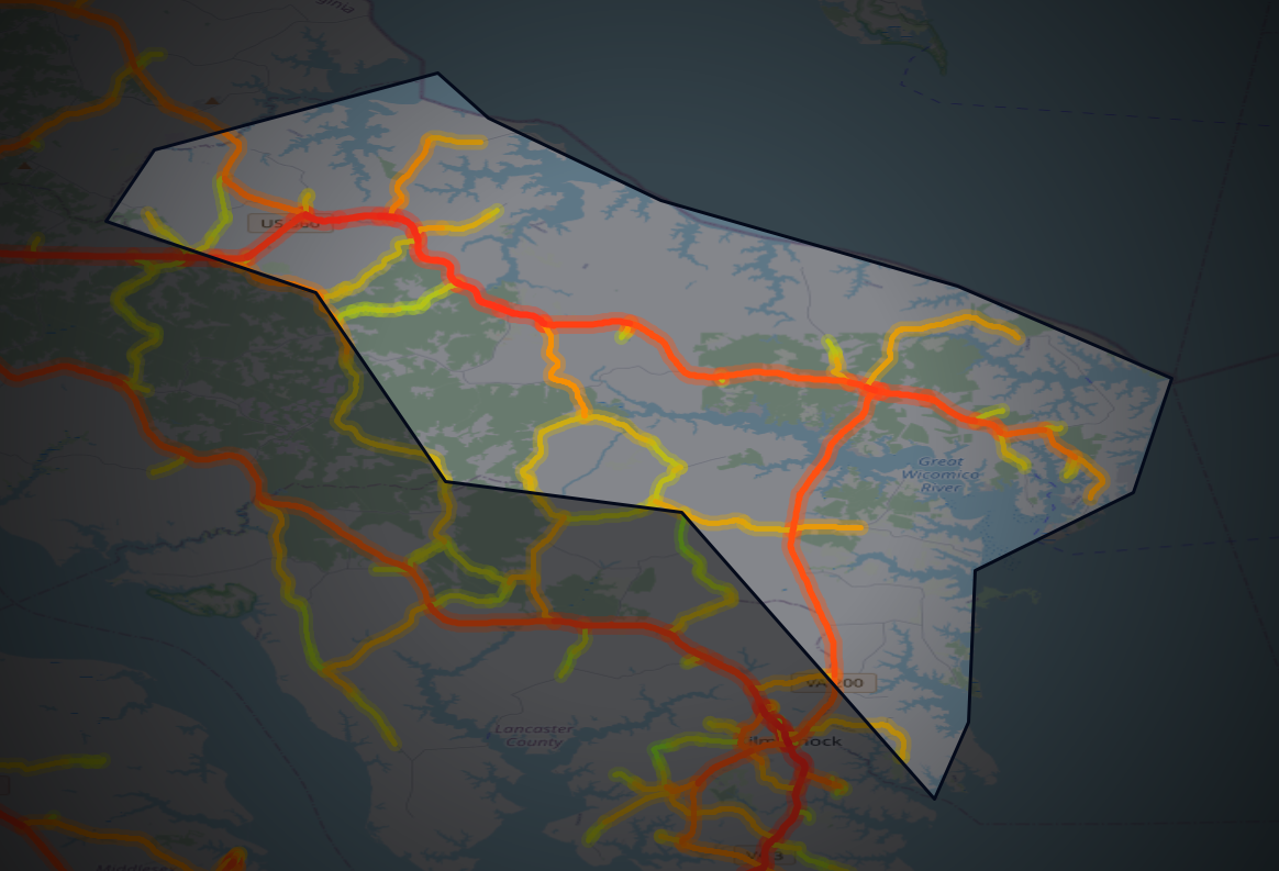 Traffic map of Northumberland, Virginia