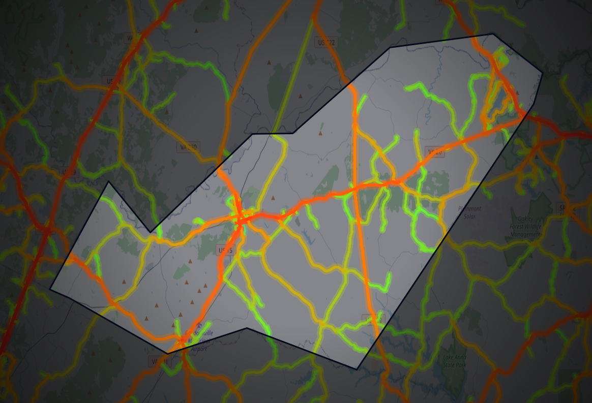 Traffic map of Orange, Virginia