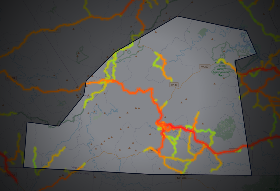 Traffic map of Patrick, Virginia
