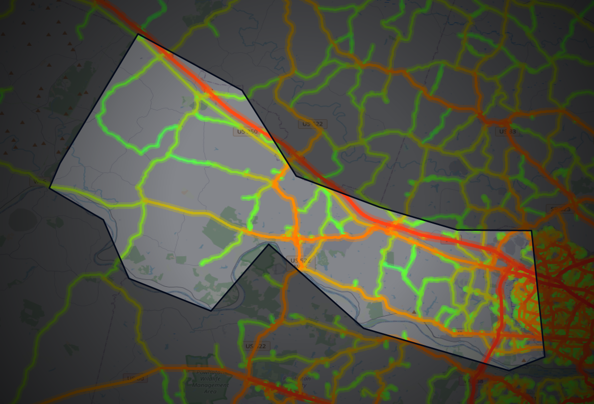 Traffic map of Goochland, Virginia
