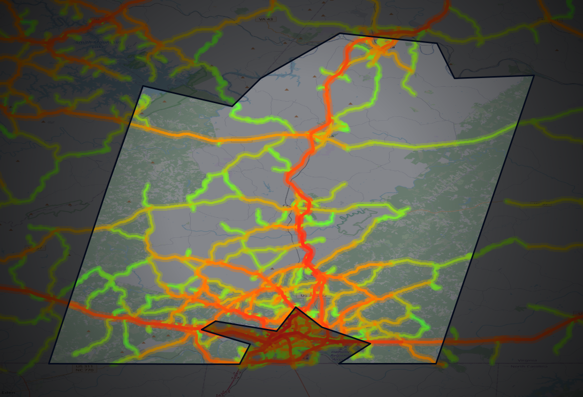 Traffic map of Pittsylvania, Virginia