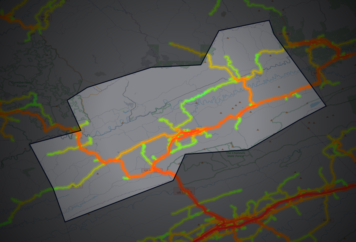 Traffic map of Russell, Virginia