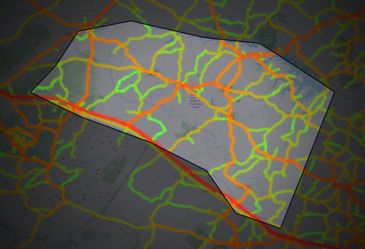 Traffic map of Louisa, Virginia