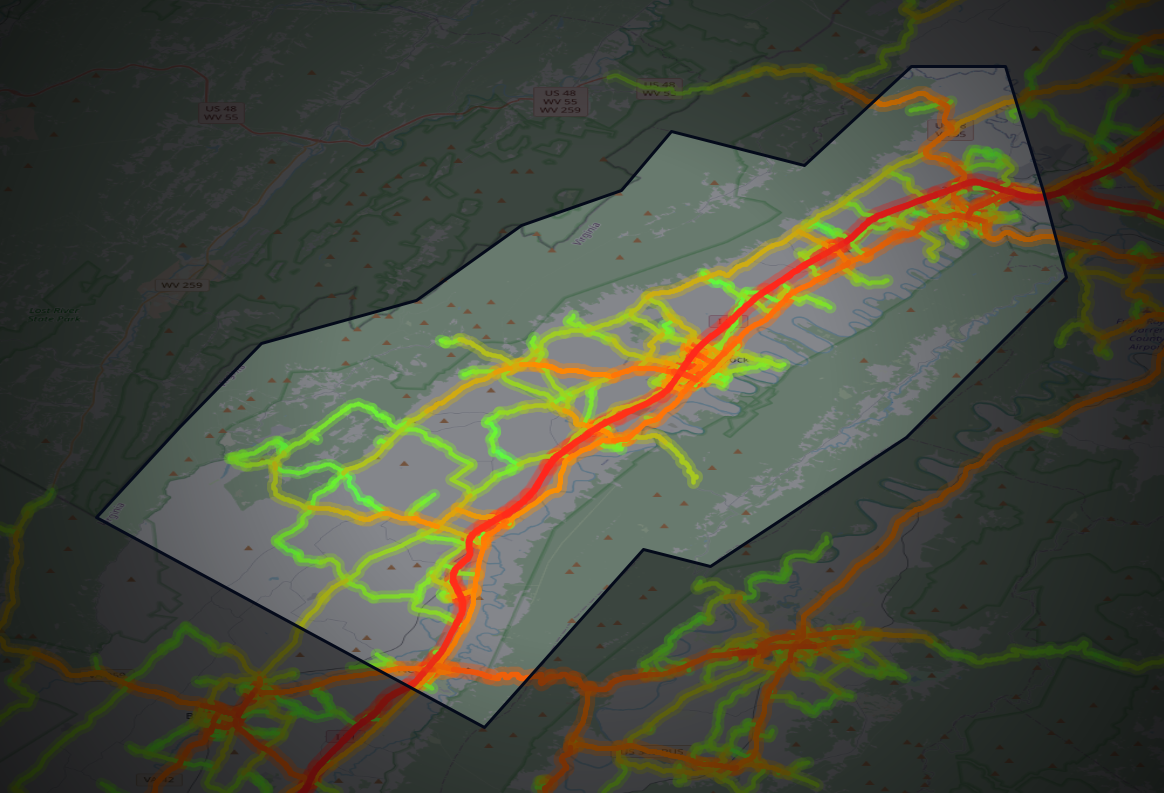 Traffic map of Shenandoah, Virginia