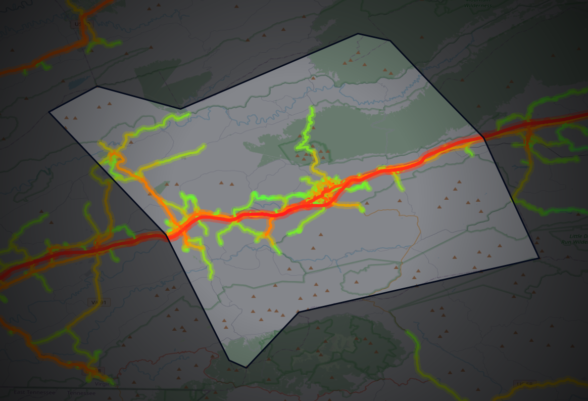 Traffic map of Smyth, Virginia