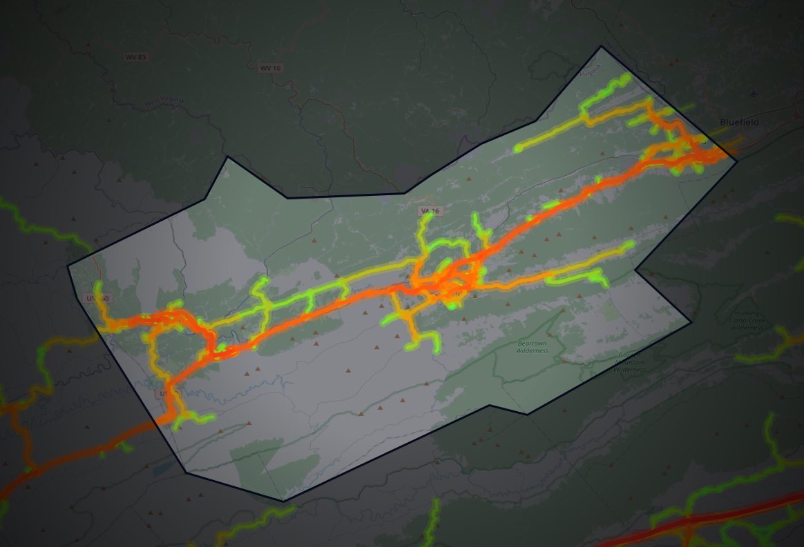Traffic map of Tazewell, Virginia