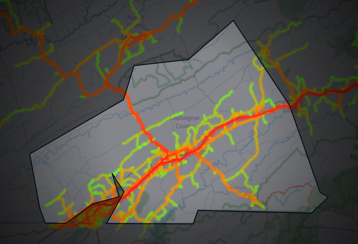 Traffic map of Washington, Virginia
