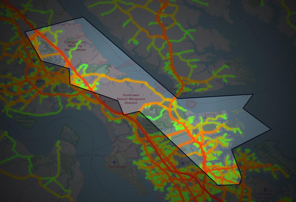 Traffic map of York, Virginia