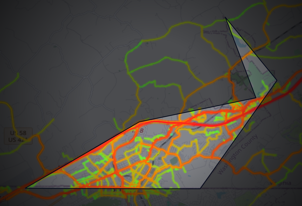 Traffic map of Bristol, Virginia