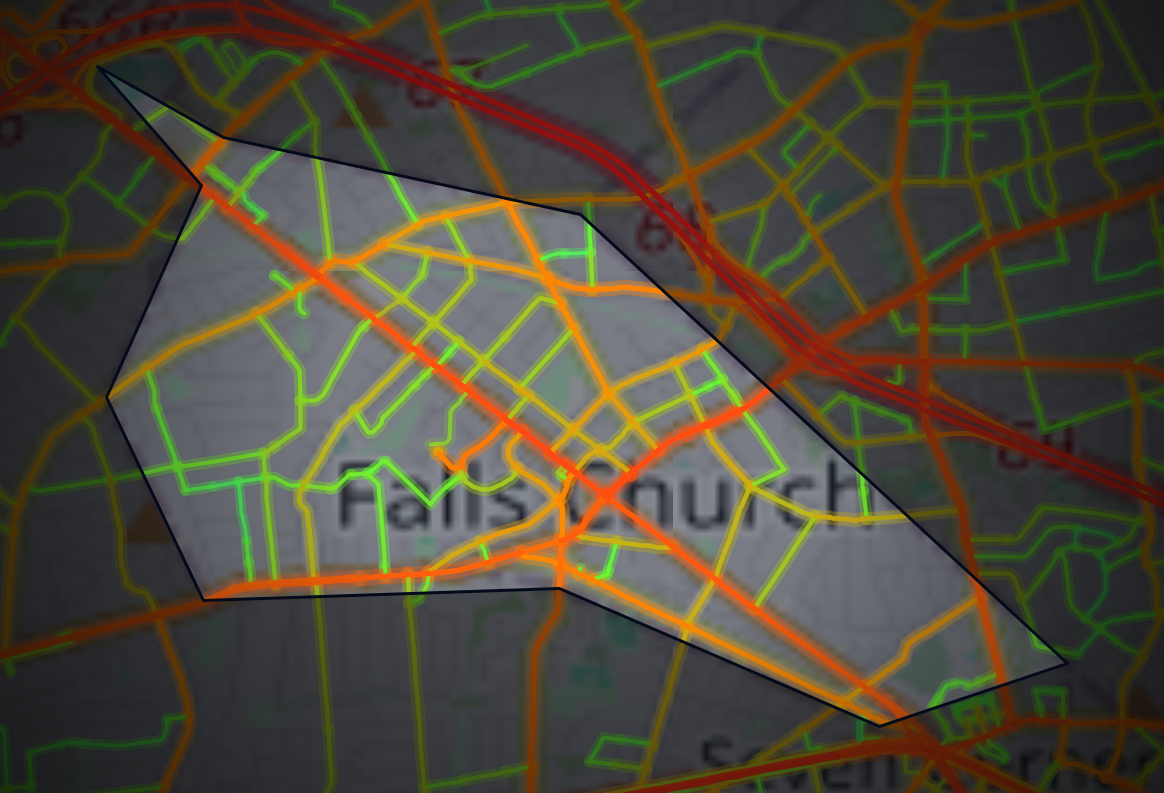 Traffic map of Falls Church, Virginia