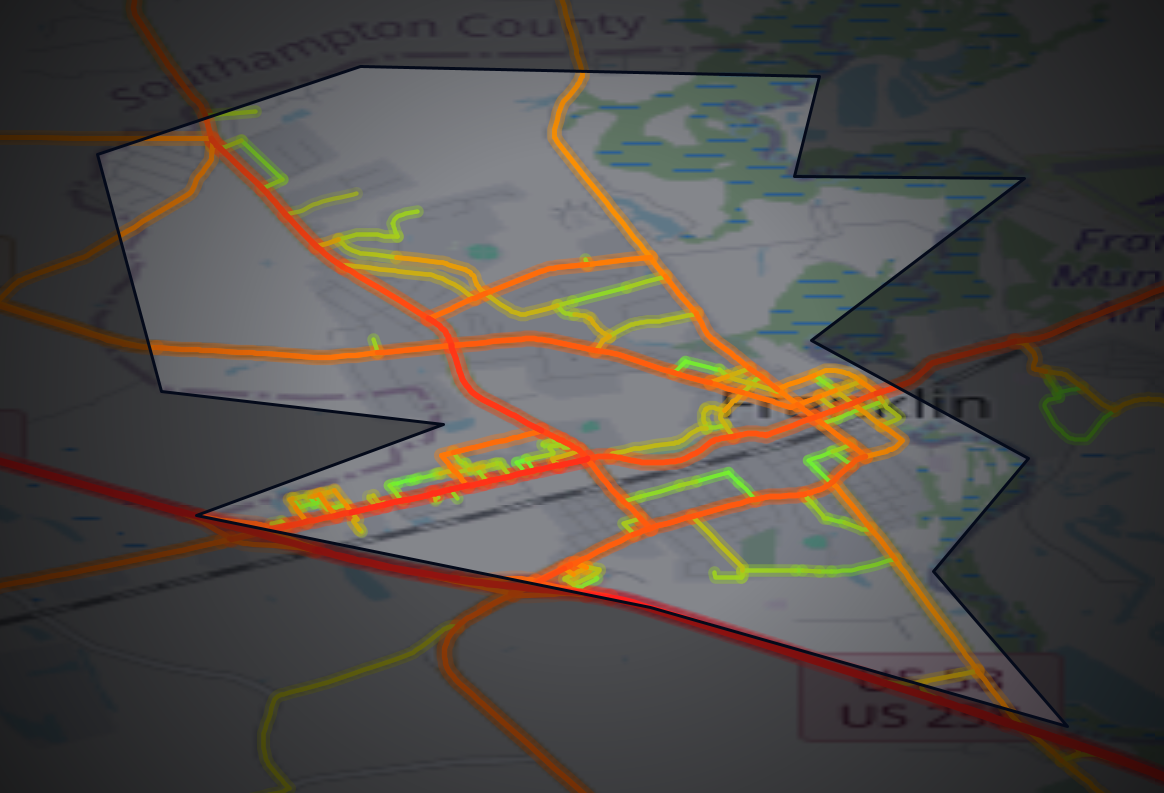 Traffic map of Franklin, Virginia