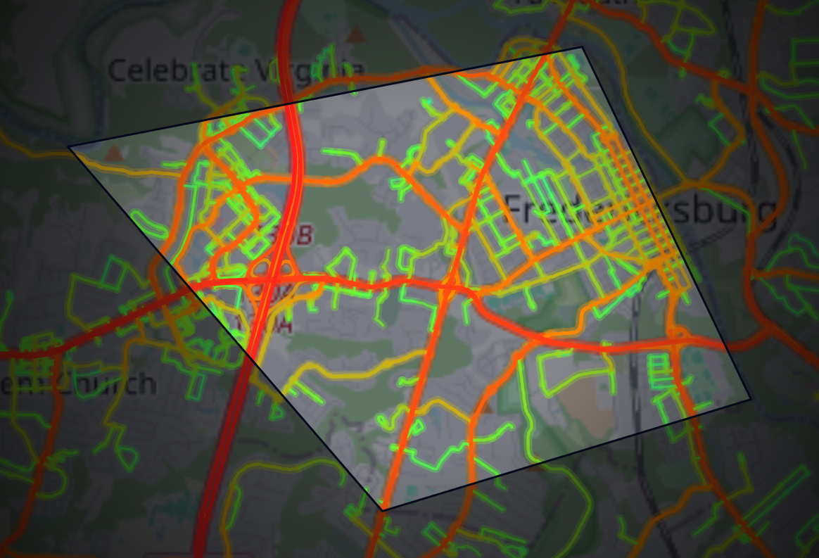 Traffic map of Fredericksburg, Virginia