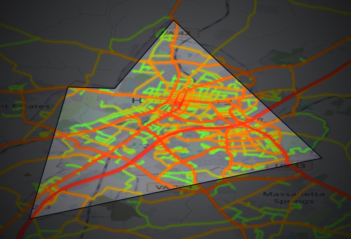 Traffic map of Harrisonburg, Virginia