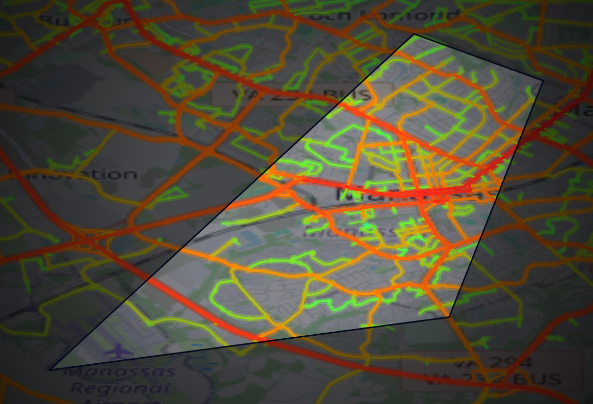 Traffic map of Manassas, Virginia