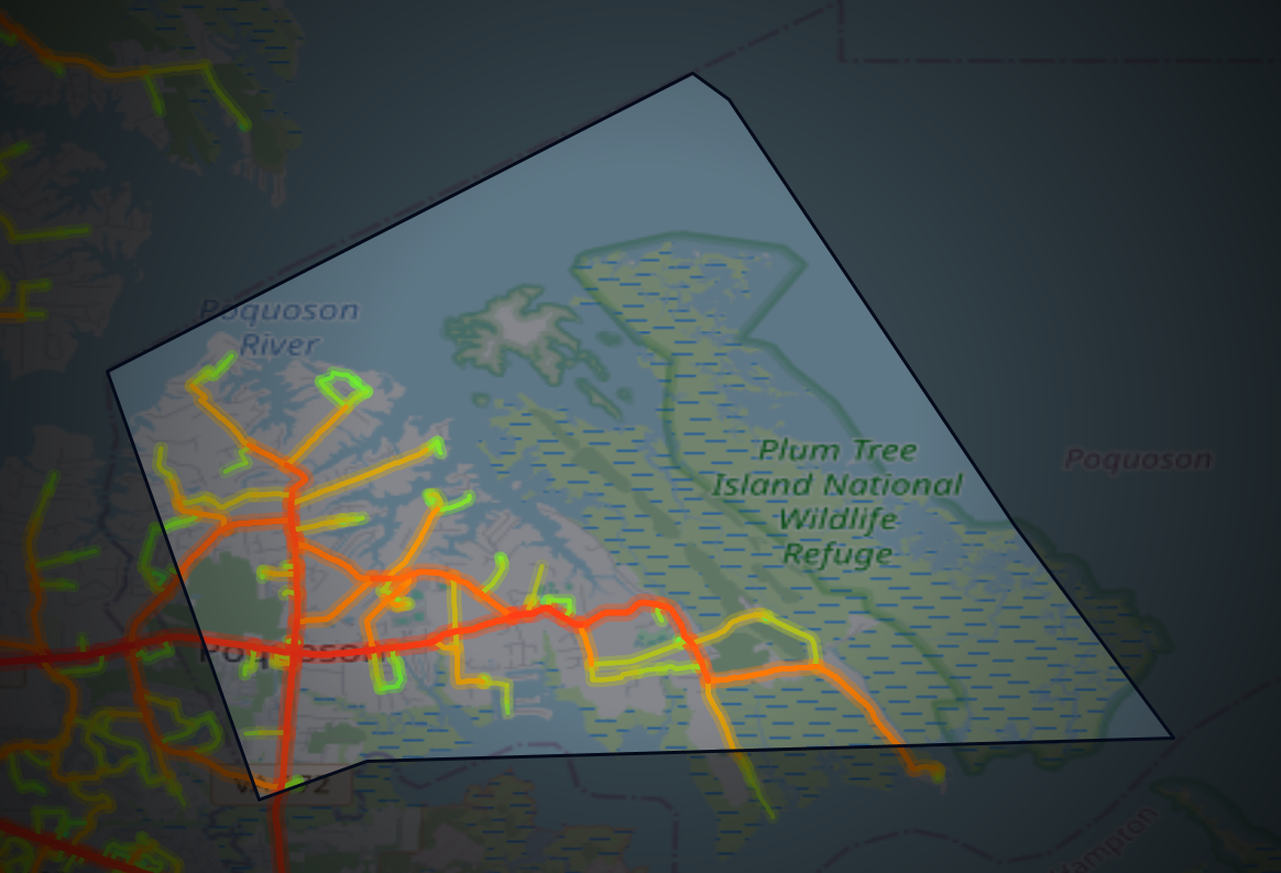 Traffic map of Poquoson, Virginia