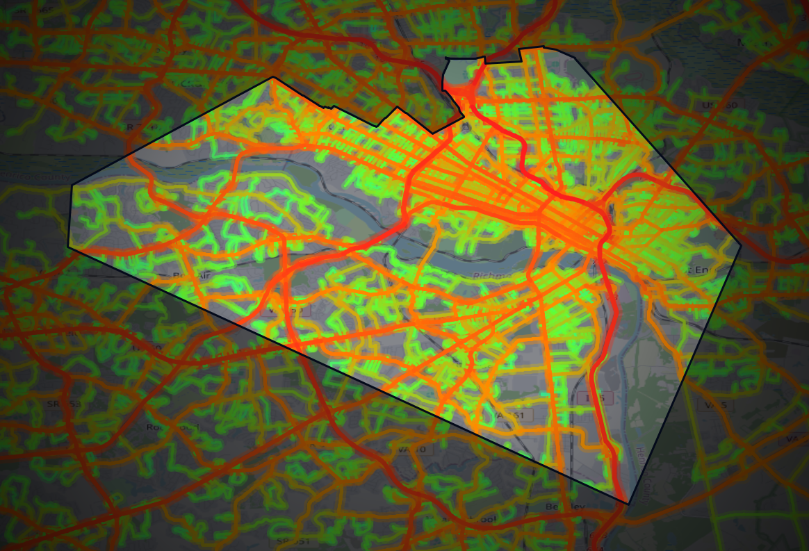 Traffic map of Richmond, Virginia