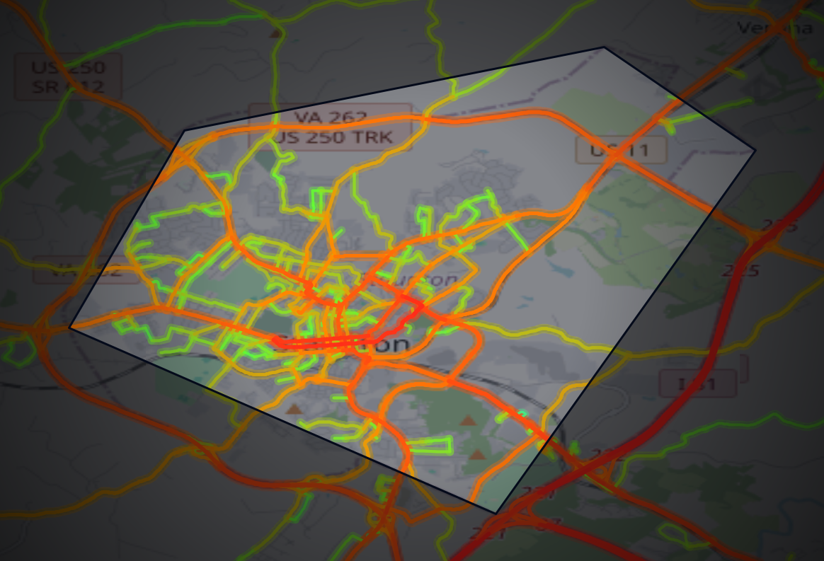 Traffic map of Staunton, Virginia