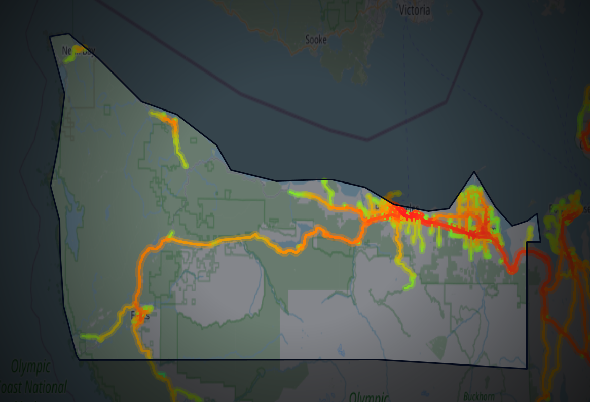 Traffic map of Clallam, Washington