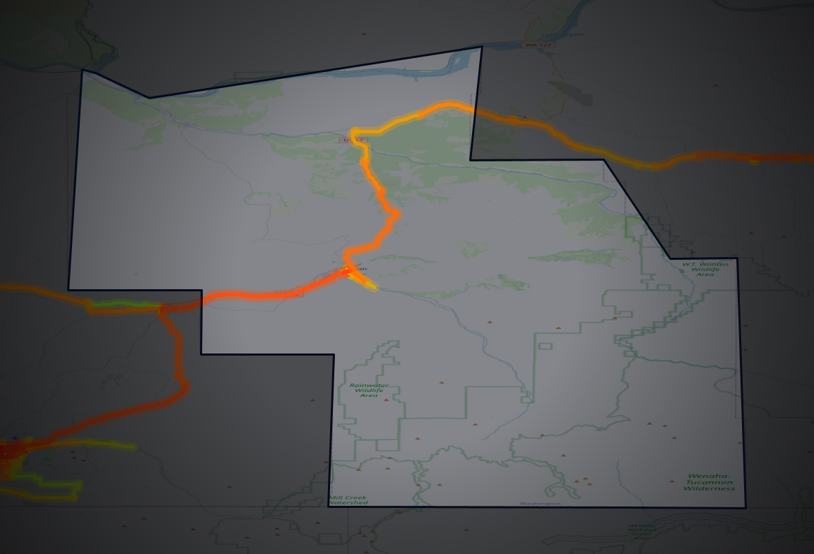 Traffic map of Columbia, Washington