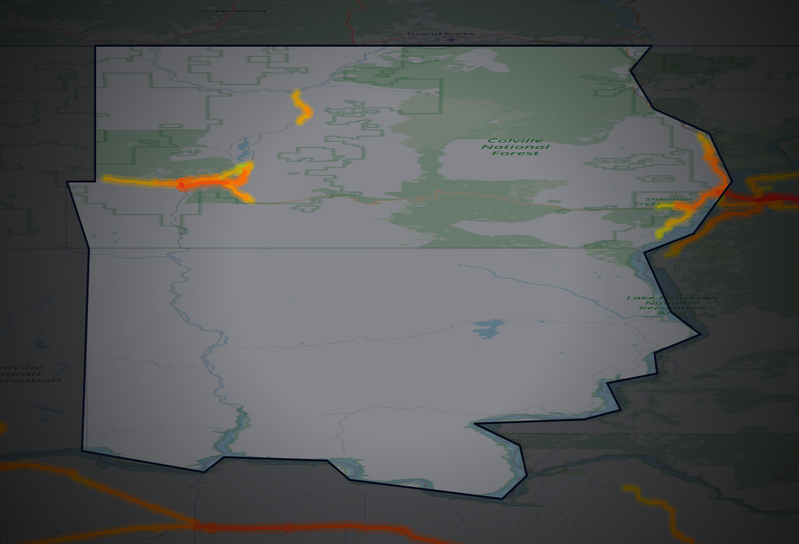 Traffic map of Ferry, Washington