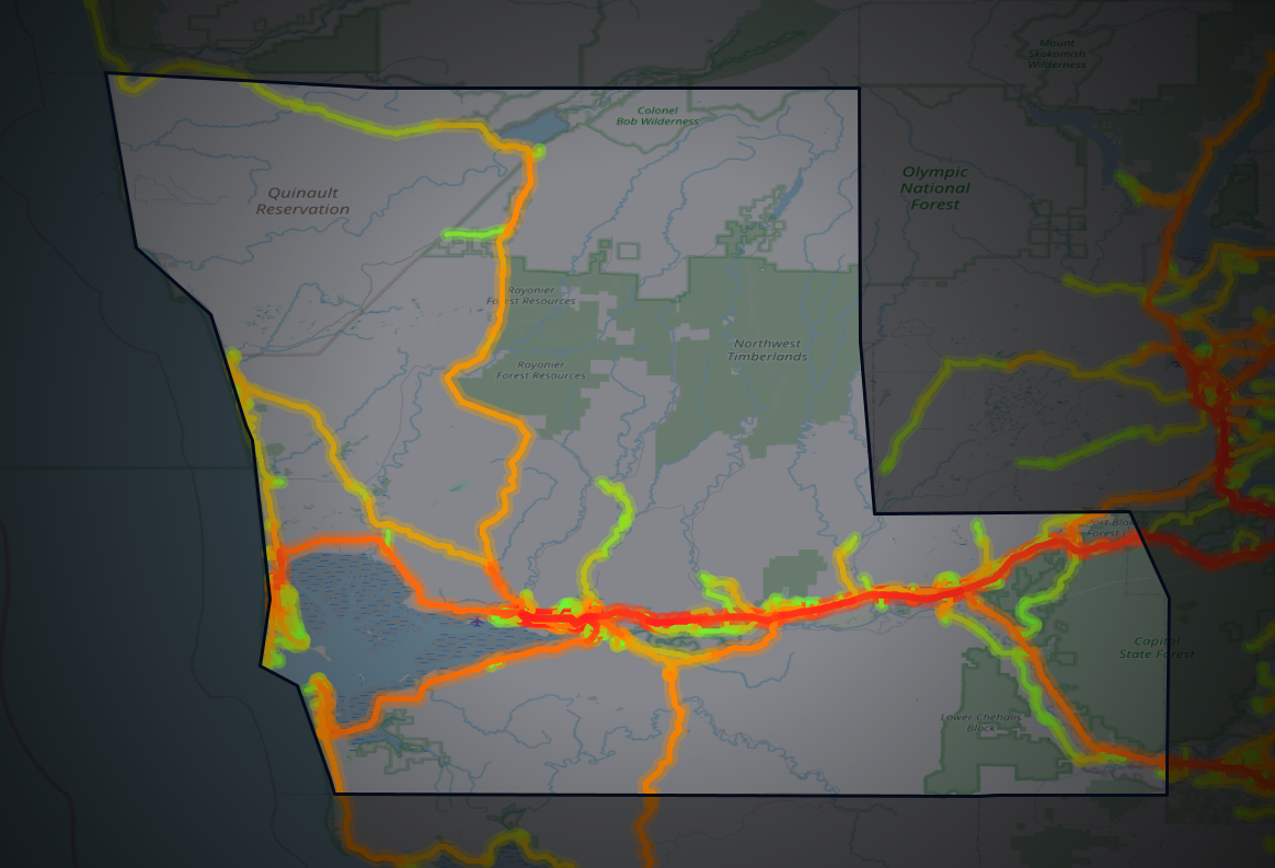 Traffic map of Grays Harbor, Washington