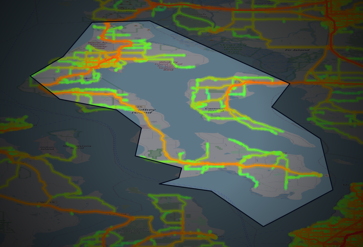 Traffic map of Island, Washington