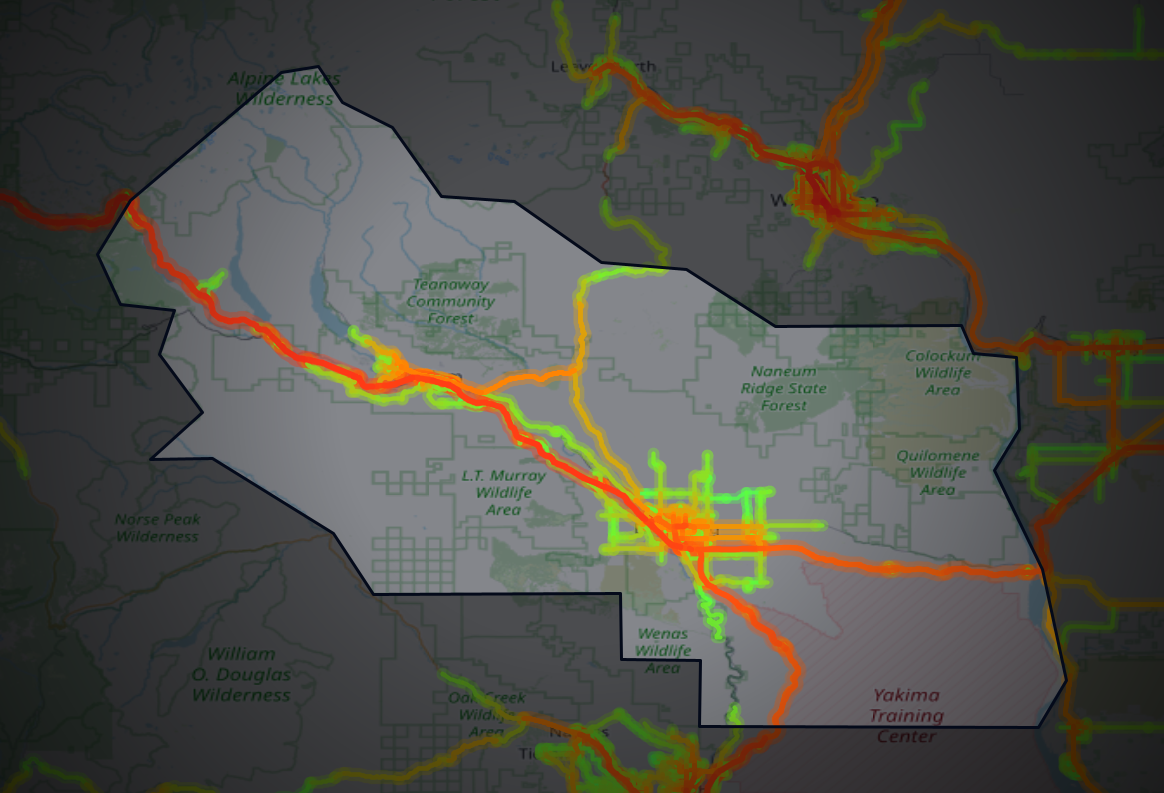 Traffic map of Kittitas, Washington
