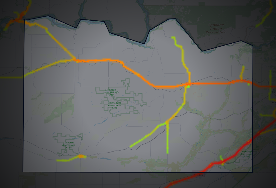 Traffic map of Lincoln, Washington