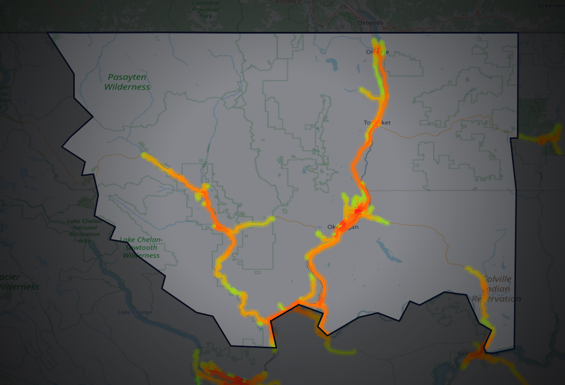 Traffic map of Okanogan, Washington