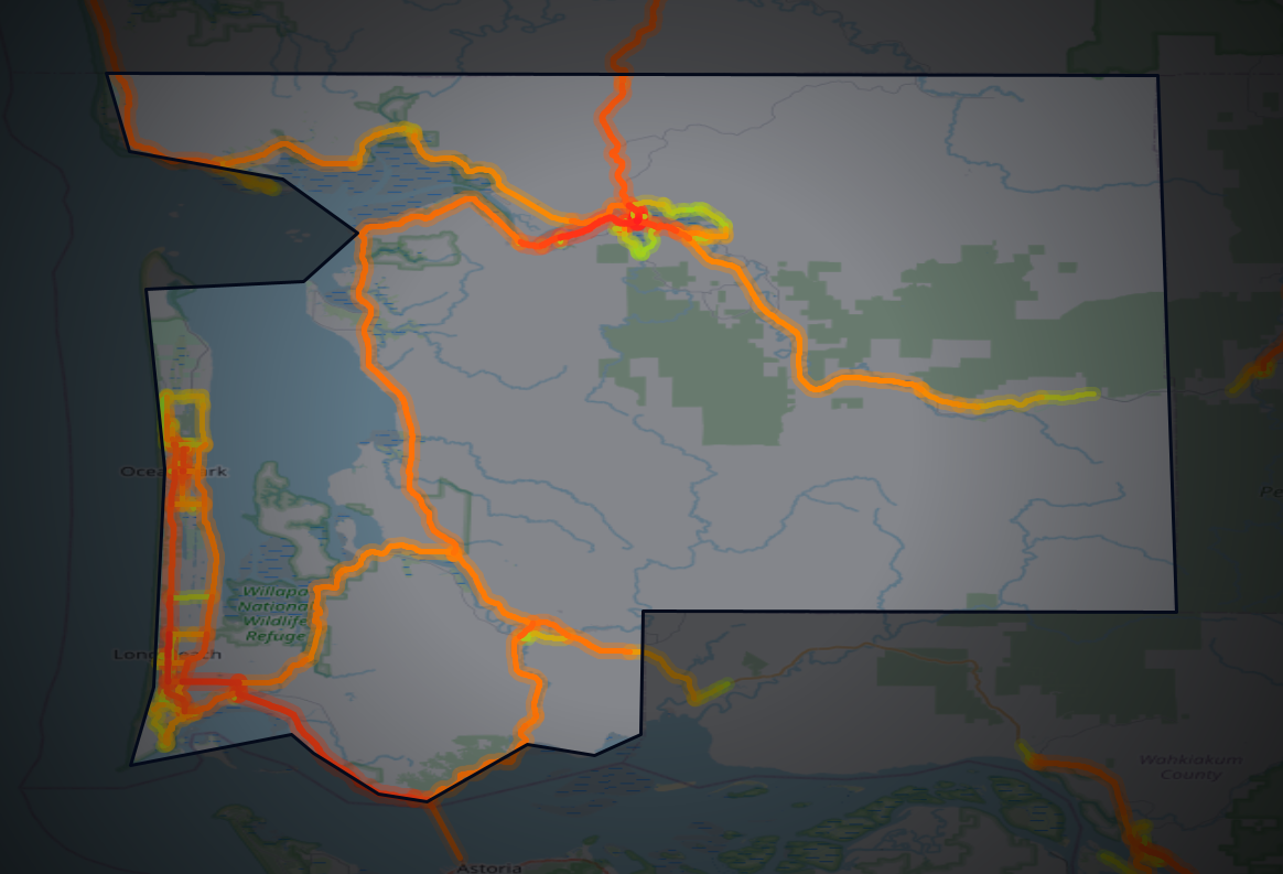 Traffic map of Pacific, Washington