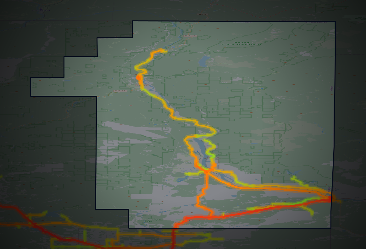 Traffic map of Pend Oreille, Washington