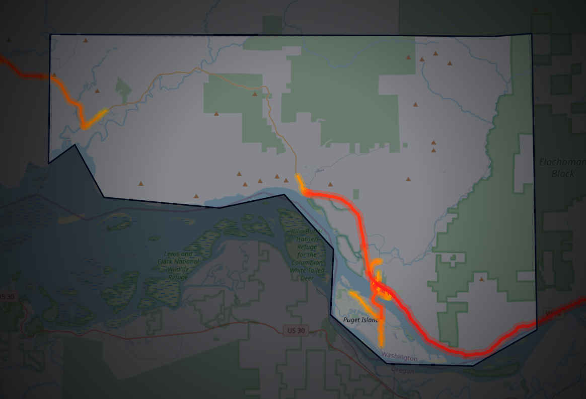 Traffic map of Wahkiakum, Washington