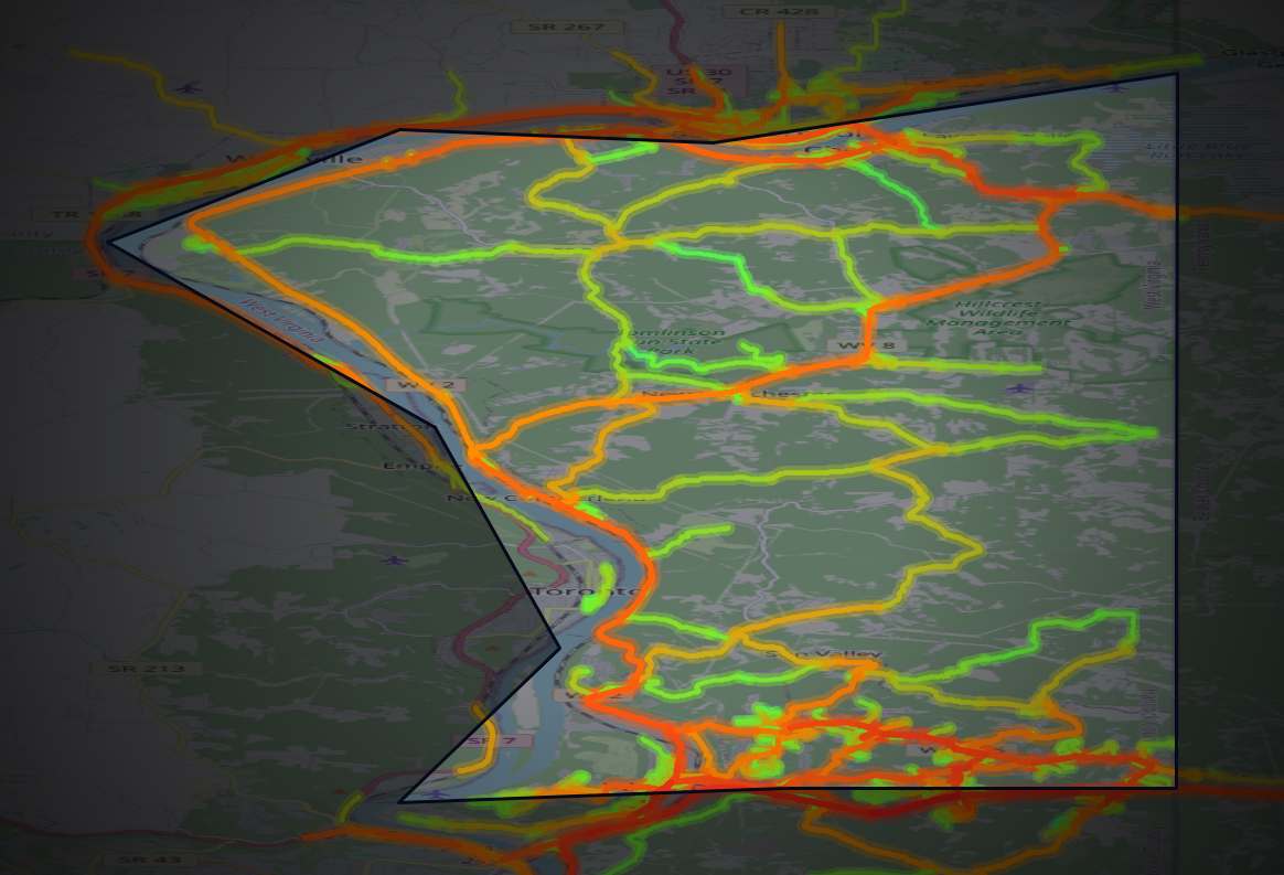 Traffic map of Hancock, West Virginia
