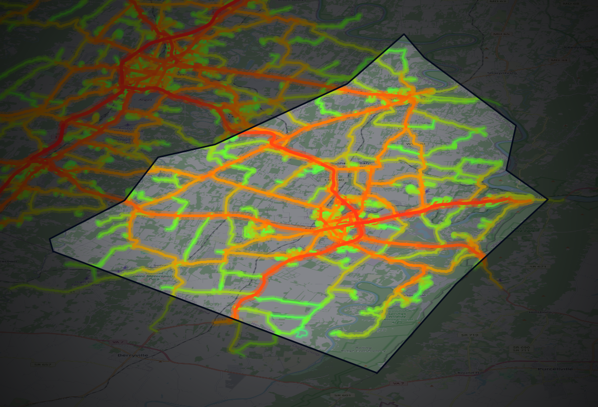 Traffic map of Jefferson, West Virginia