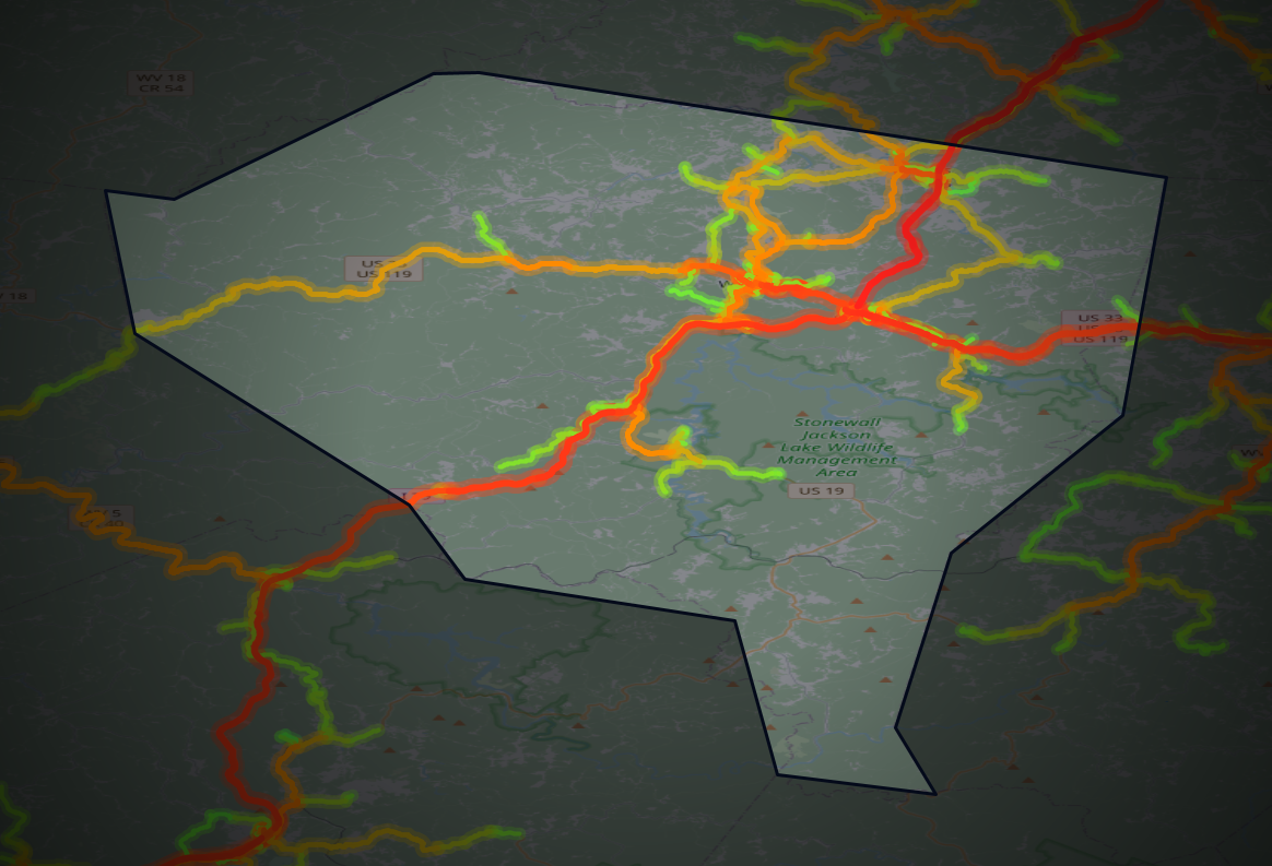 Traffic map of Lewis, West Virginia