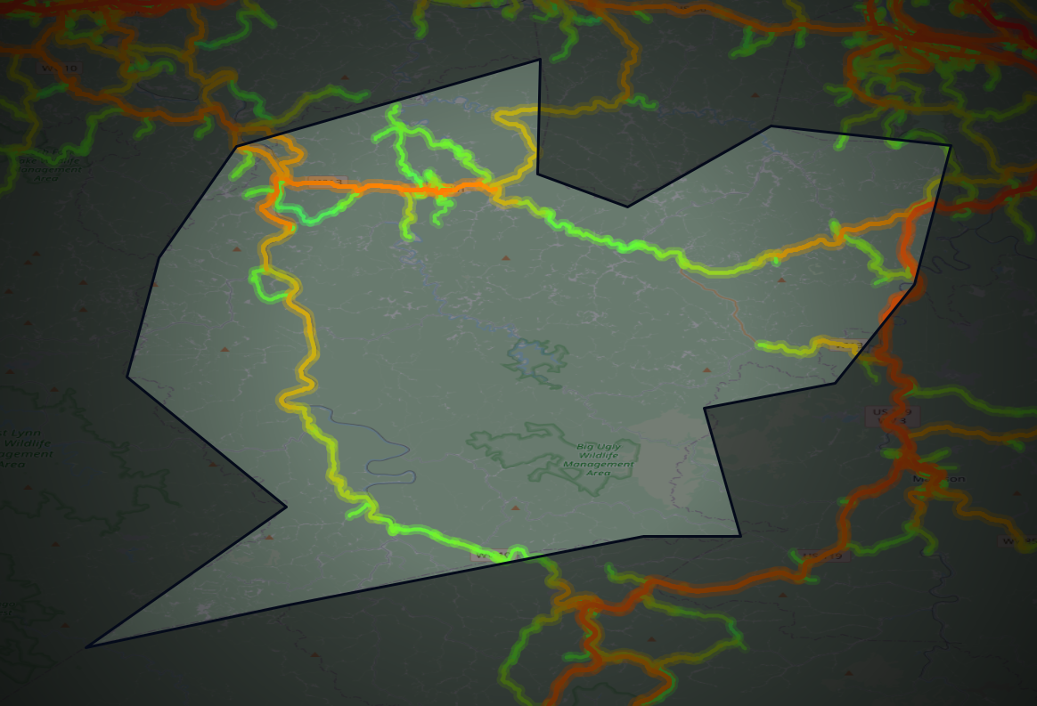 Traffic map of Lincoln, West Virginia