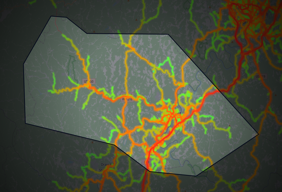 Traffic map of Marion, West Virginia