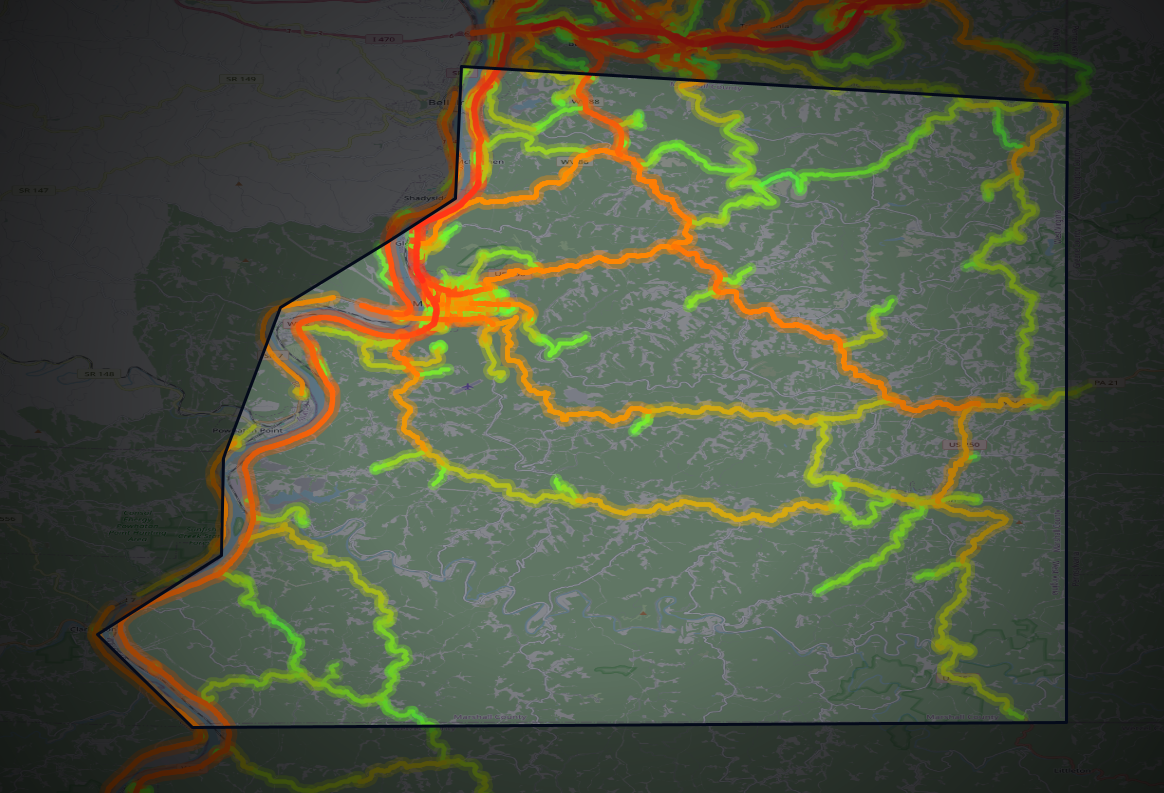 Traffic map of Marshall, West Virginia