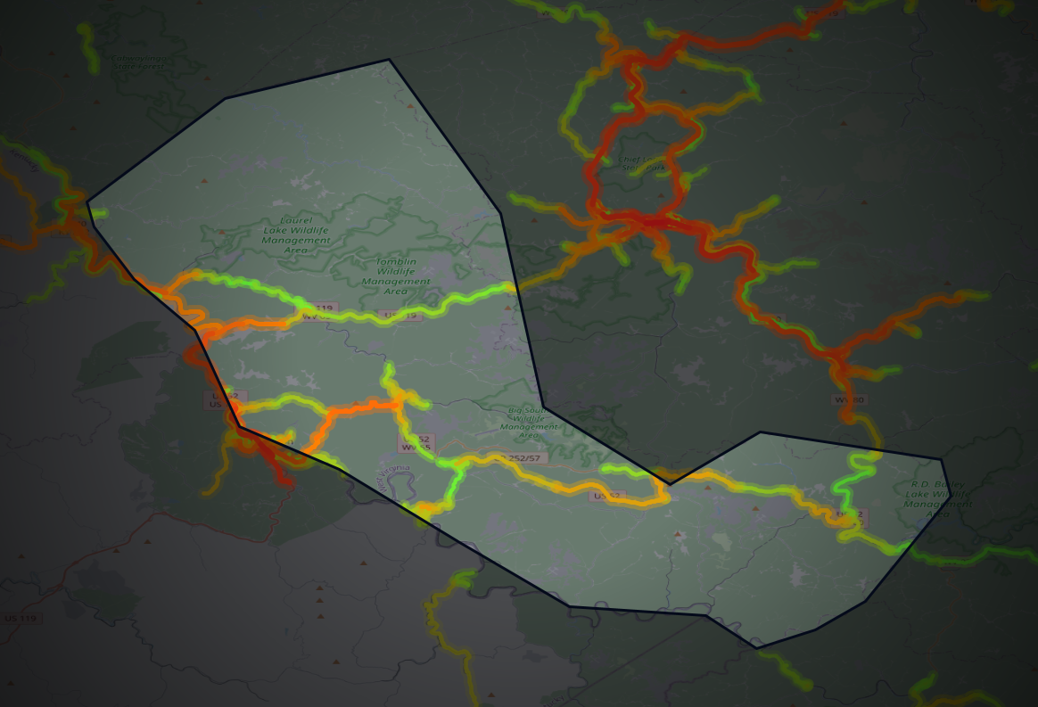 Traffic map of Mingo, West Virginia