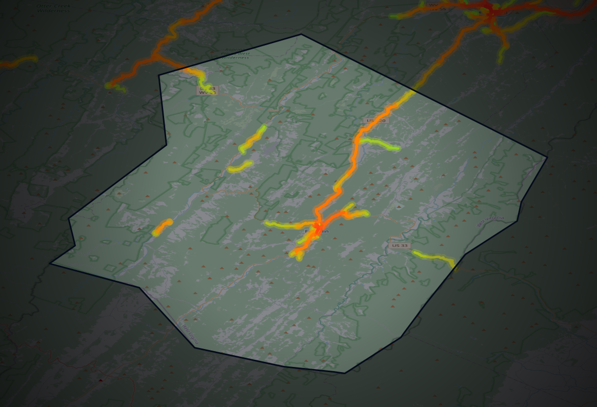 Traffic map of Pendleton, West Virginia